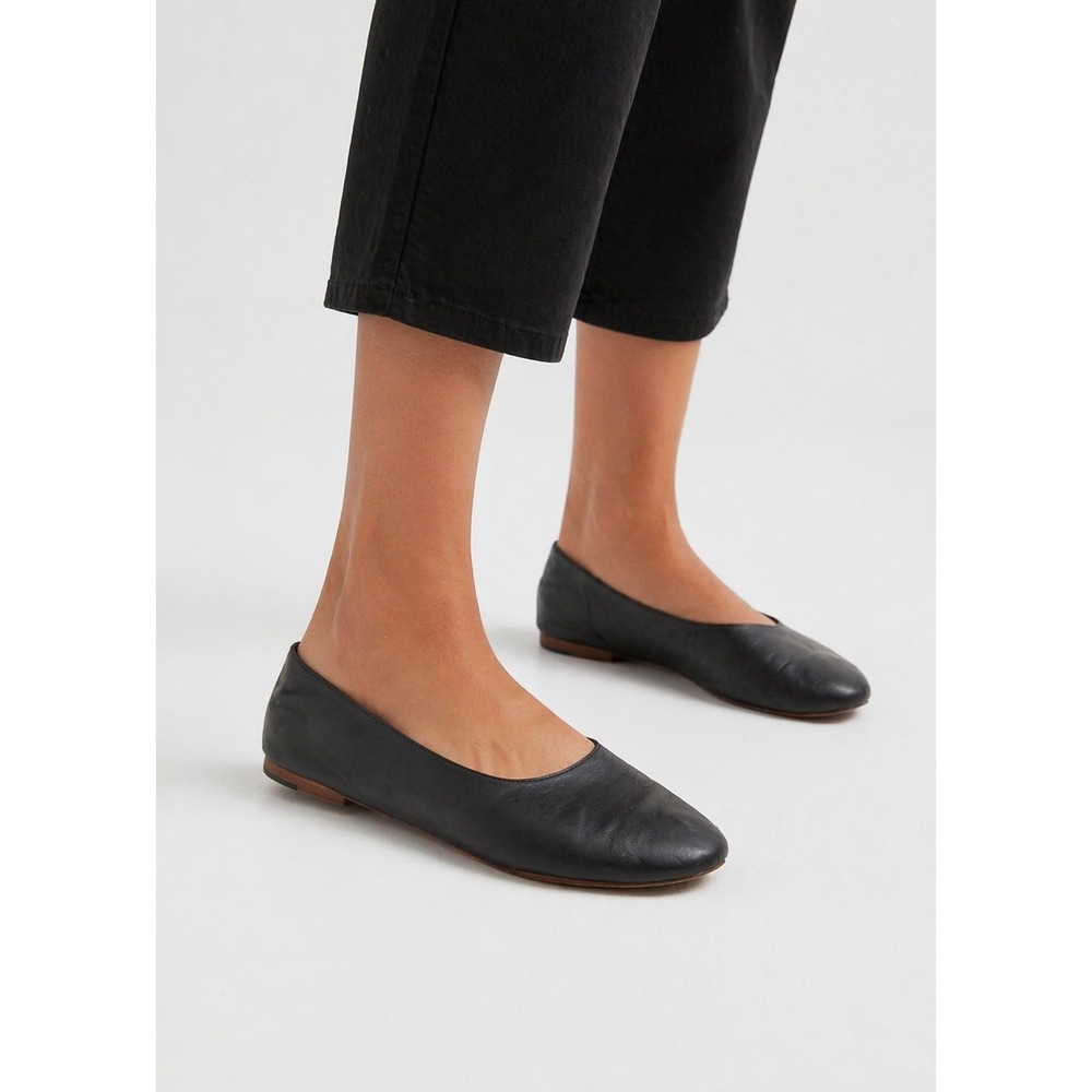Vince Maxwell Black Leather Ballet Flats Round Minimalist Luxury Shoes 39 9 M